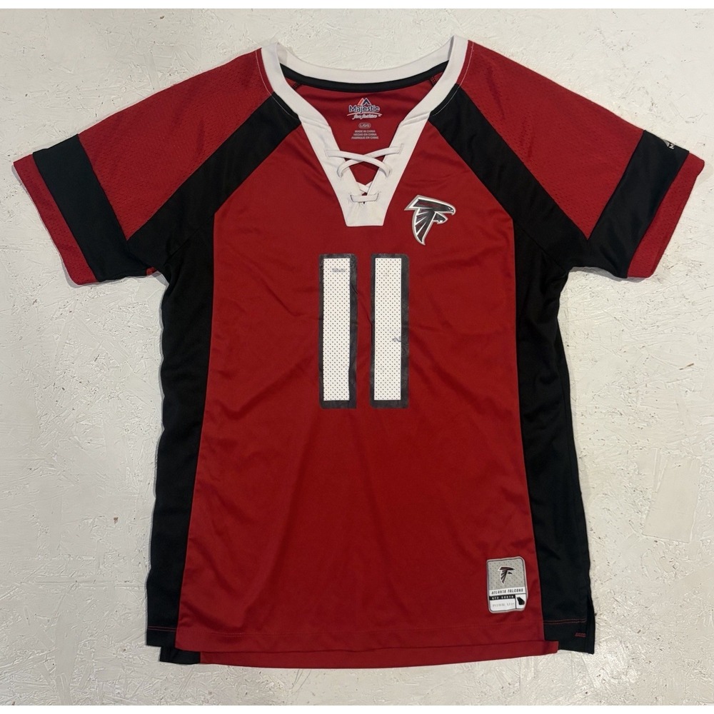 Majestic Atlanta‎ Falcons Julio Jones Jersey Womens L Lace Hockey Style Red NFL